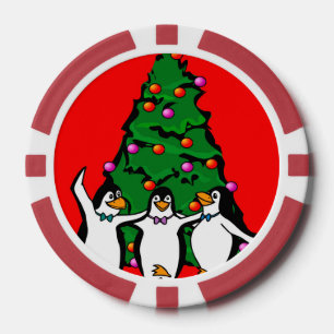 Lot De Jeton De Poker Joyeux Noël Joyeux Pingouins Chips de Poker, Rouge