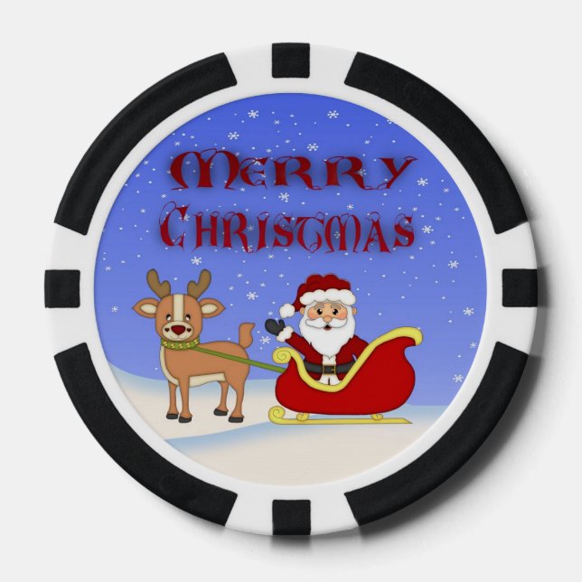 Lot De Jeton De Poker Joyeux Noël Père Noël Poker Chips (Recto)