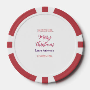 Lot De Jeton De Poker joyeux noël rouge rose paillettes lignes nom rétro