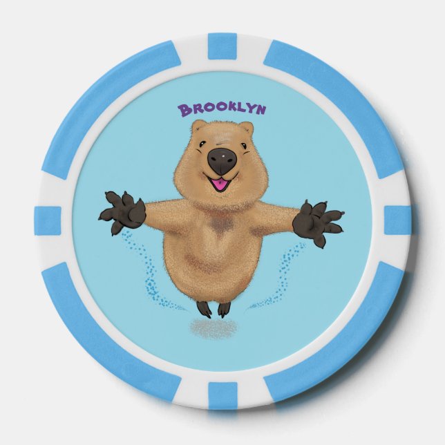 Lot De Jeton De Poker Joyeux sauter quokka dessin animé (Recto)