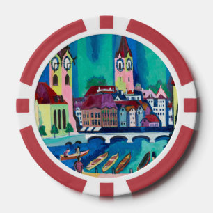 Lot De Jeton De Poker Kirchner Paysage urbain de Zurich Art expressionni
