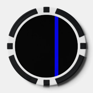 Lot De Jeton De Poker La Ligne Bleue Mince Symbolique sur le Noir