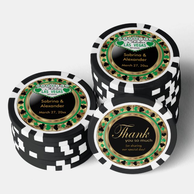 Lot De Jeton De Poker Las Vegas Mariage - Vert - Personnaliser (Empiler)