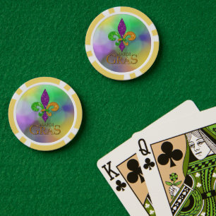 Lot De Jeton De Poker Le Joe glissant thème festif de Mardi Gras violet 