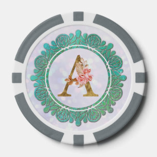 Lot De Jeton De Poker Lettres Initiales Monogramme Élégant avec Mandala