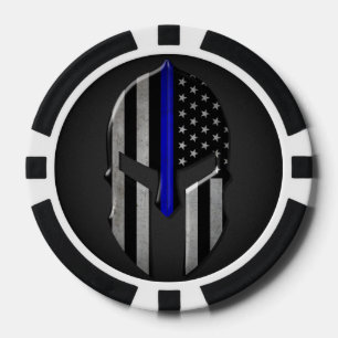 Lot De Jeton De Poker Ligne bleu mince Molon Labe