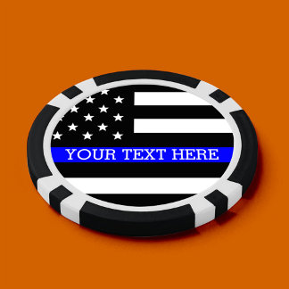Lot De Jeton De Poker Ligne Bleue Mince - Drapeau Américain Personnalisé