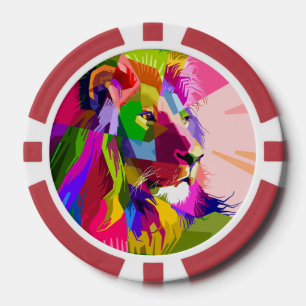 Lot De Jeton De Poker Lion Colorful Prismatic Pop Art Design-62501