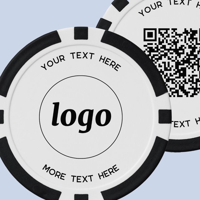 Lot De Jeton De Poker Logo Code QR et texte commercial promotionnel (Logo QR code and custom text business promotional poker chips)