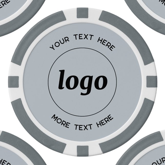 Lot De Jeton De Poker Logo et texte Entreprise Promotion Poudre Bleue (Logo with custom text light dusty powder blue business promotional branded poker chips)