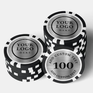 Lot De Jeton De Poker Logo et texte personnalisés en métal faux argent