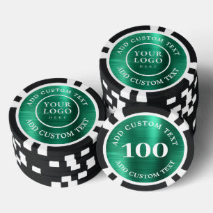 Lot De Jeton De Poker Logo personnalisé et texte vert Soirée de casino d