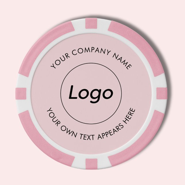 Lot De Jeton De Poker Logo Professionnel Business Pink (Simple pink logo poker chip with custom text for business promotional events, marketing & events.)