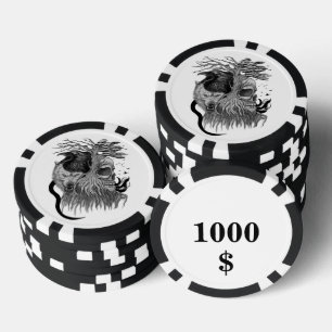 Lot De Jeton De Poker Loup et corbeau avec crâne