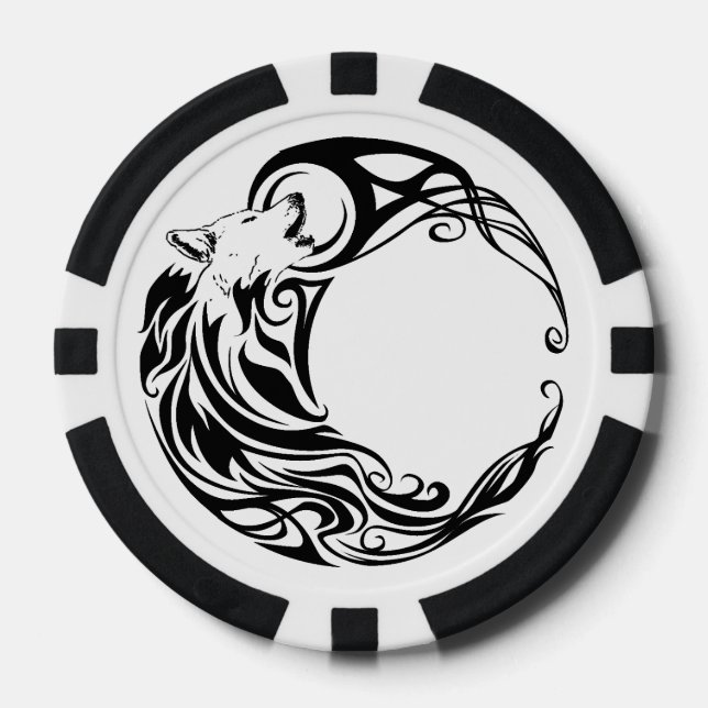 Lot De Jeton De Poker Loup tribal (Recto)