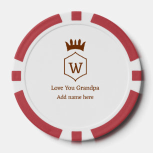 Lot De Jeton De Poker Love you grand-pa couronne ajouter nom détails bru