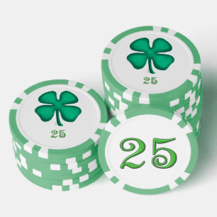 Lot De Jeton De Poker Lucky 4 Leaf Irish Clover grn 25 stripe puce de po
