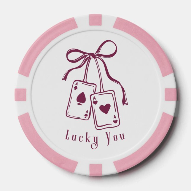 Lot De Jeton De Poker Lucky you cards bow trendy (Recto)