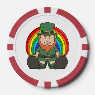 Lot De Jeton De Poker Lutin chanceux avec pot d'or arc-en-ciel