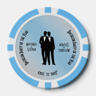Lot De Jeton De Poker M. & Mr Bachelor Party Blue