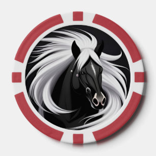 Lot De Jeton De Poker Magnifique Cheval Noir