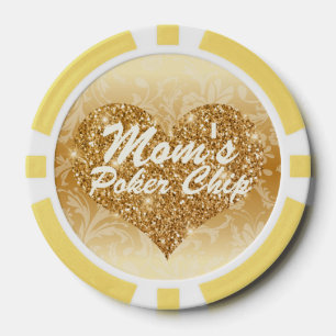 Lot De Jeton De Poker Maman's Poker Chip Gold Faux Parties scintillant C