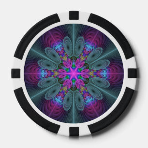 Lot De Jeton De Poker Mandala coloré frappant art fractal kaléidoscope