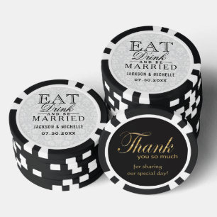 Lot De Jeton De Poker Mangez, buvez et soyez mariés Orange Fleurs