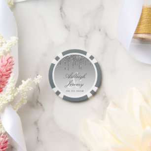 Lot De Jeton De Poker Mariage Argent Script Ombré Paillettes Goutte à Go