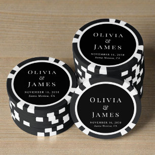 Lot De Jeton De Poker Mariage chic monogramme noir