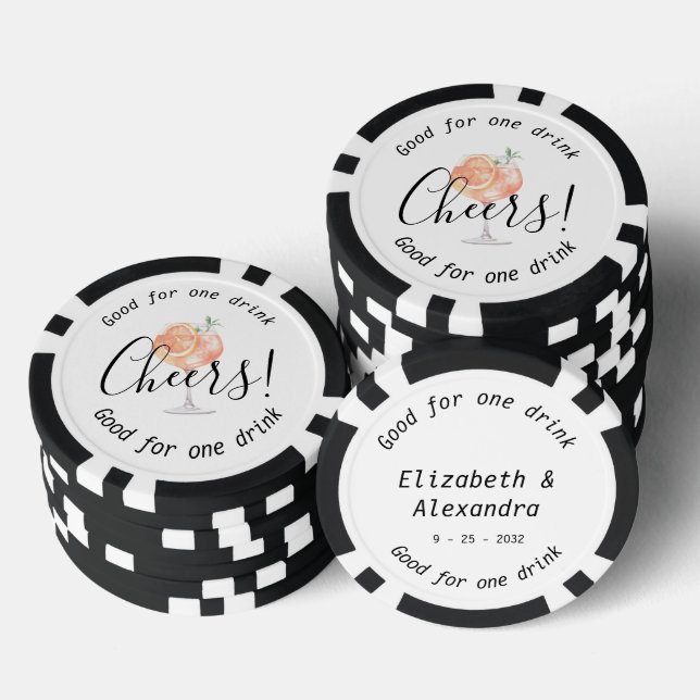 Lot De Jeton De Poker Mariage de boisson Aperol Cheers moderne (Empiler)