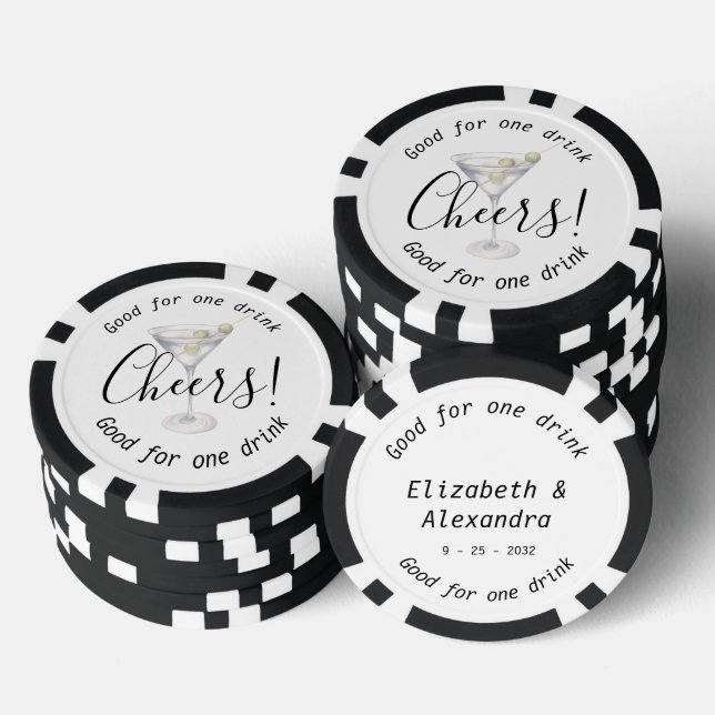 Lot De Jeton De Poker Mariage de boisson Martini (Empiler)