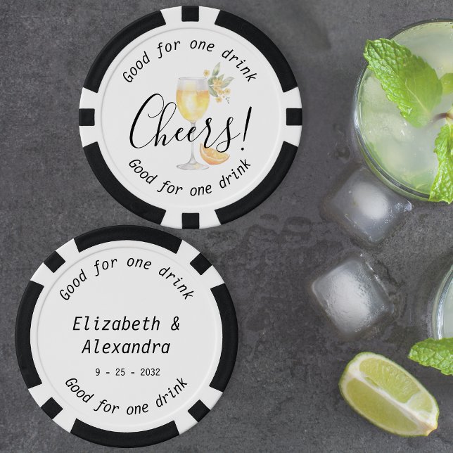 Lot De Jeton De Poker Mariage de boisson Mimosa moderne (Modern Cheers Mimosa Drink Wedding Poker Chips)