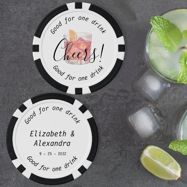 Lot De Jeton De Poker Mariage de boisson Negroni (Modern Cheers Negroni Drink Wedding Poker Chips)