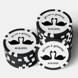 Lot De Jeton De Poker Mariage gothique Baiser Black Swans Personnalisé