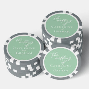 Lot De Jeton De Poker Mariage personnalisé Chic Mint Green White