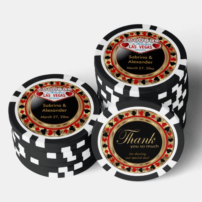 Lot De Jeton De Poker Marié à Las Vegas - Merci (Empiler)
