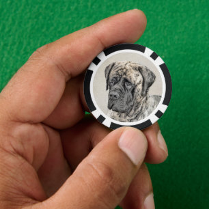 Lot De Jeton De Poker Mastiff anglais (Brindle) Peinture - Chien Art