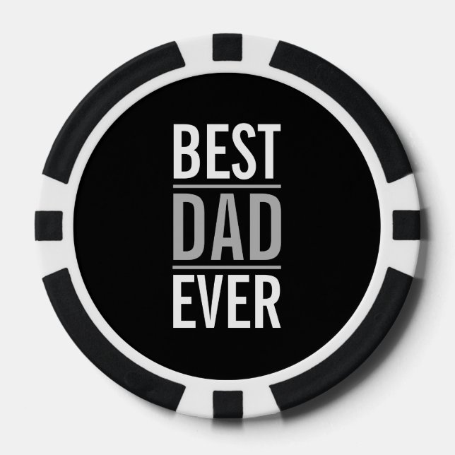 Lot De Jeton De Poker Meilleur papa jamais | Noir moderne (Recto)