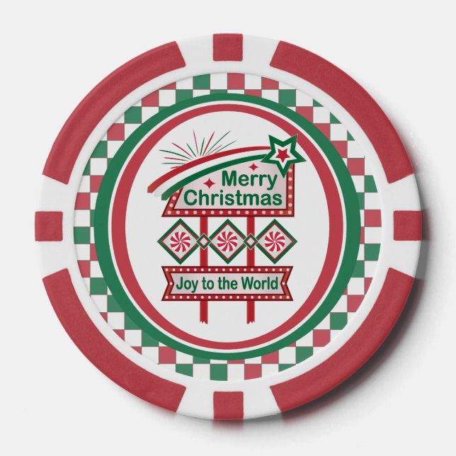 Lot De Jeton De Poker Merry Christmas Retro Marquee - Joy to the World (Recto)
