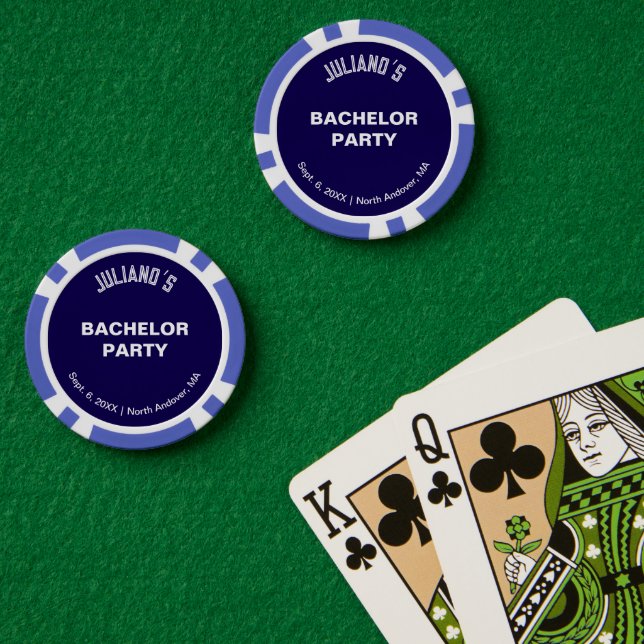 Lot De Jeton De Poker Minimalist Dark Blue Bachelor Party Poker Chips (Table de poker (double))