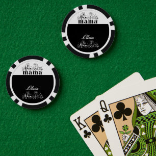 Lot De Jeton De Poker Minimaliste Fleur Sauvage Maman Personnalisée Noir
