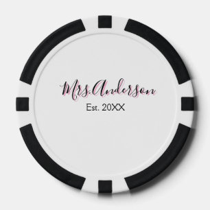 Lot De Jeton De Poker Mme ajouter nom nom de famille noir rose est année
