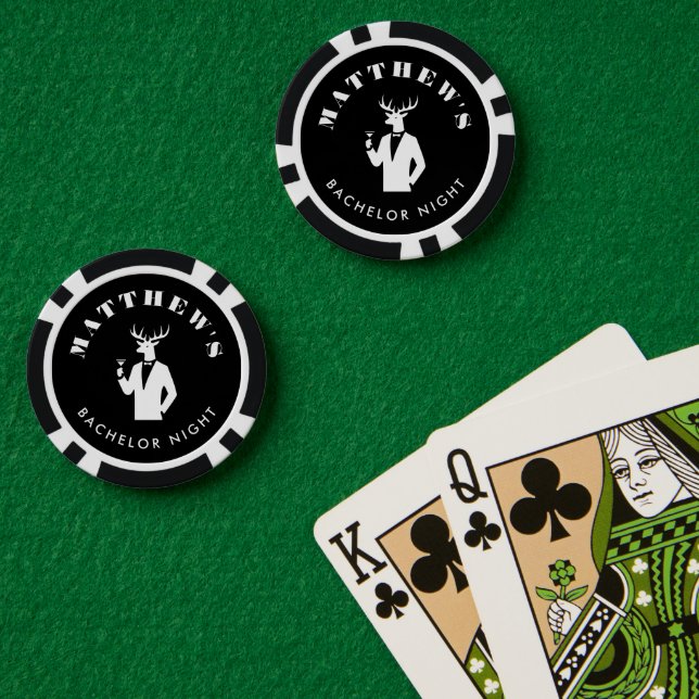 Lot De Jeton De Poker Modern Stag Party Black Casino Bachelor Party (Table de poker (double))
