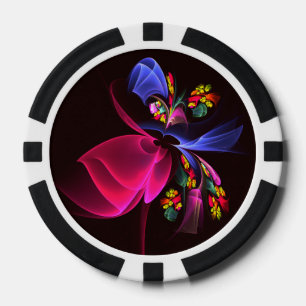 Lot De Jeton De Poker Moderne coloré Floral Abstrait Art Motif #06