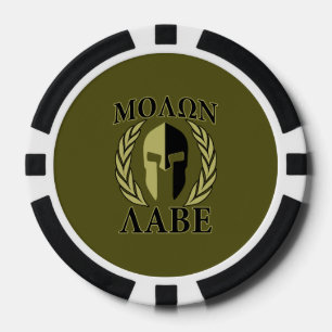 Lot De Jeton De Poker Molon Labe Casque spartiate Laurels Vert olive