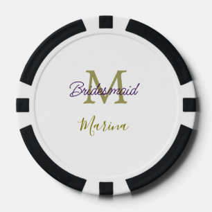 Lot De Jeton De Poker Monogramme de tribu de mariée simple en or pour la