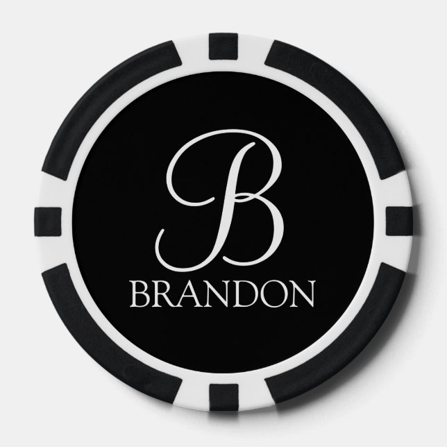 Lot De Jeton De Poker Monogramme et nom de script personnalisé (Recto)