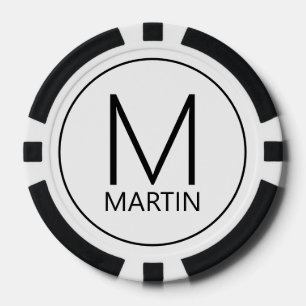 Lot De Jeton De Poker Monogramme et nom personnalisés modernes