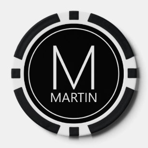 Lot De Jeton De Poker Monogramme et nom personnalisés modernes